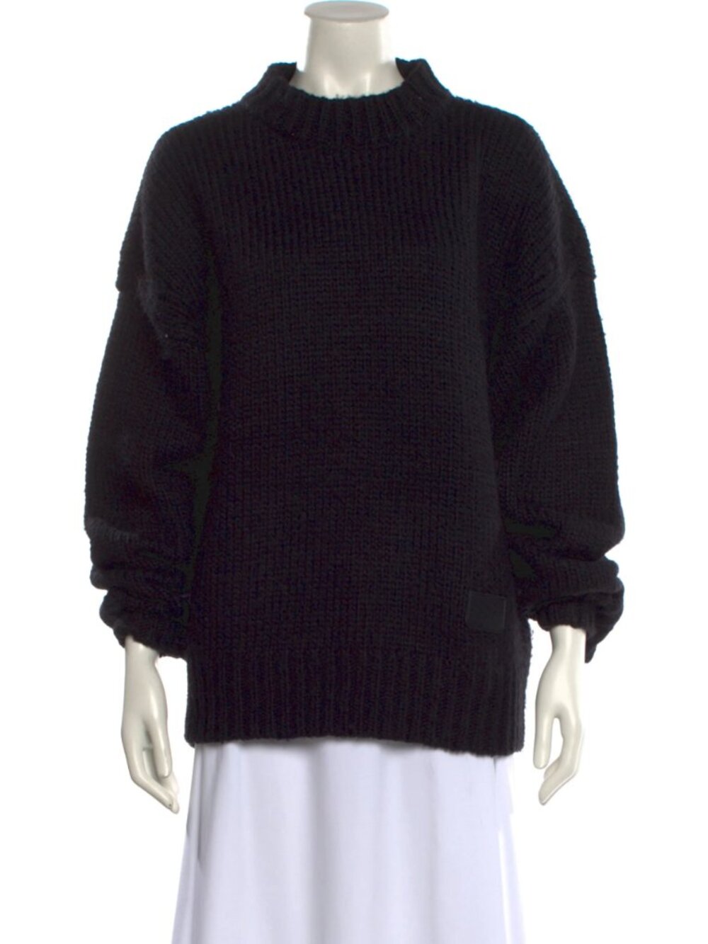 The Kooples wool mock neck fisherman knit chunky oversized crewneck sweatshirt
